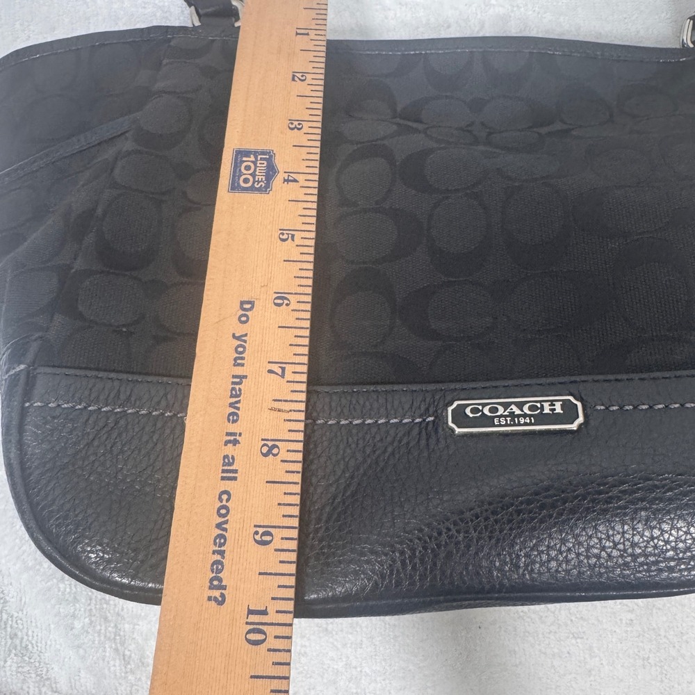 Coach Park Signature Carrie Tote Shoulder Bag Black Leather Trim F23297 - Picture 8 of 10